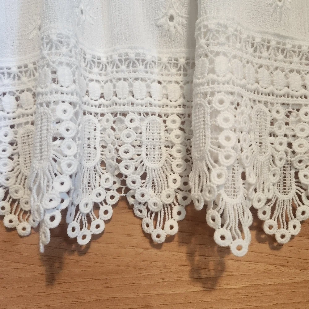DANIEL RAINN GAUZY EMBROIDERED LACE TRIM BLOUSE TOP LIGHTWEIGHT BOHO MEDIUM EUC - Picture 3 of 7